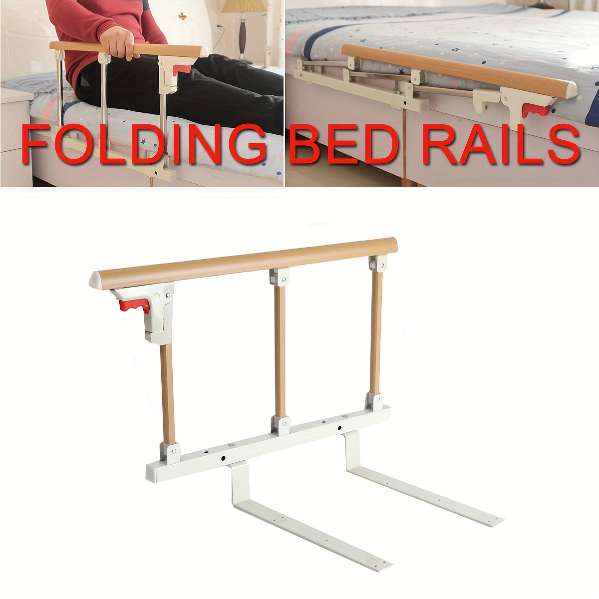 Bed Rails For Elderly Adults Safety, Folding Bedside Assist Rail Handle, Collapsible Bed Cane Bed Guard, Bed Railing For Seniors, Adjustable Bed Assist Handle For Preventing Falling Bed