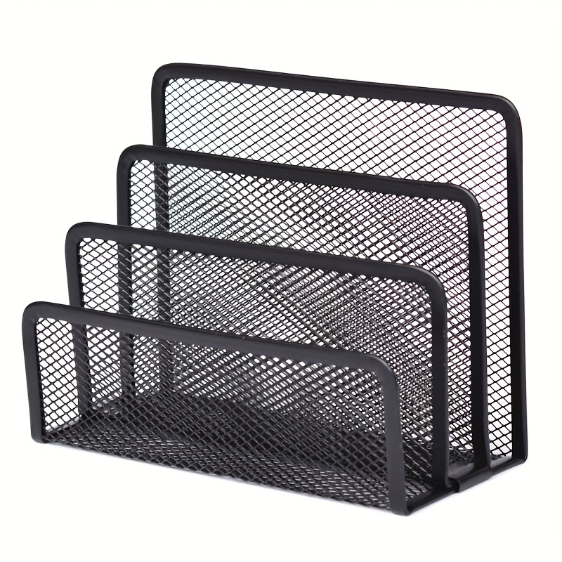 3-layer Black Metal Iron Mesh Notebook Stand Rack Desk Organizer For Documents Books - Mesh Holder For Office