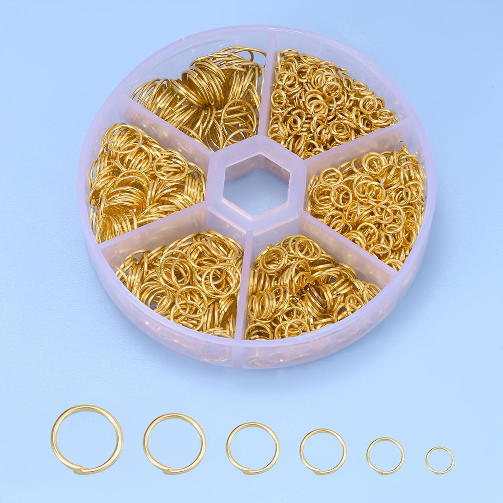 TEMU 1 de Anillas Abiertas Doradas, Juego de Anillas Chapadas para Joyería, Conectores (4mm 5mm 6mm 7mm 8mm 10mm)