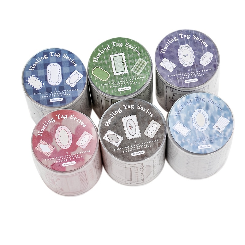 TEMU Pack combiné de 6 rouleaux, Étiquettes Healing, Ruban décoratif à bordure pour bricolage, utilisé comme étiquettes