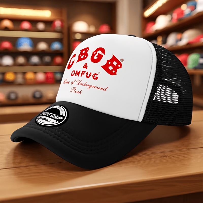 TEMU 1pc & Omfg Punk Music Trucker Hat - Iconic Print & Omfg Design, Lightweight Breathable Mesh Suitable For Men's Streetwear, Concerts, Festivals,