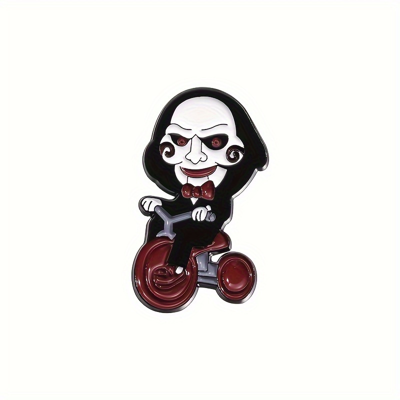 Terrifying Clown Riding A Bicycle Brooch, Clothing Accessories Alloy Badges, Backpack Decorations Enamel Lapel Pins Gifts For Men
