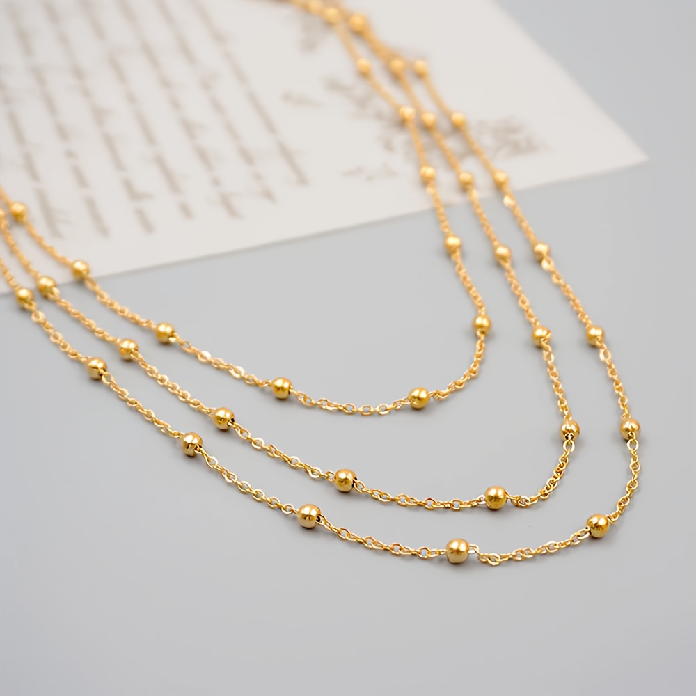 Elegant, Cute, Fashionable Ladies' Golden Stainless Steel Casual Vacation Party Versatile Three-layer Chain Necklace