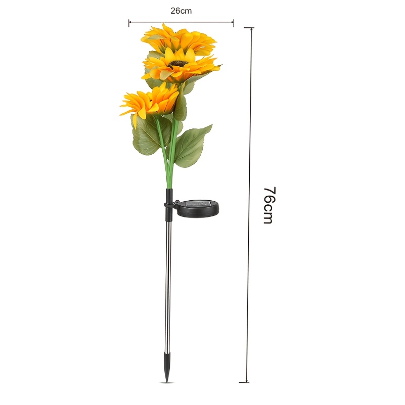 TEMU 3-head/5-head Outdoor Solar Lawn Lights, Garden Decorative Sunflower Lights, Fairy Lights, Warm Light, Light-sensitive , Suitable For Gifting,