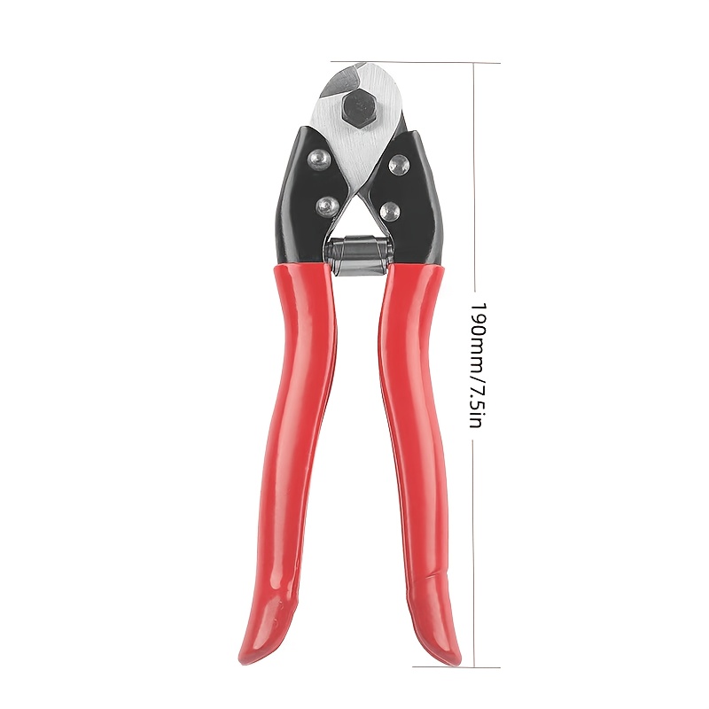 TEMU Wire Rope Cutter, 7-1/2 Inch Heavy Duty Cable Cutter, Chrome Vanadium Steel Jaw, For Ropes, Steel Wires, Aircraft Cables, Railings, Metal