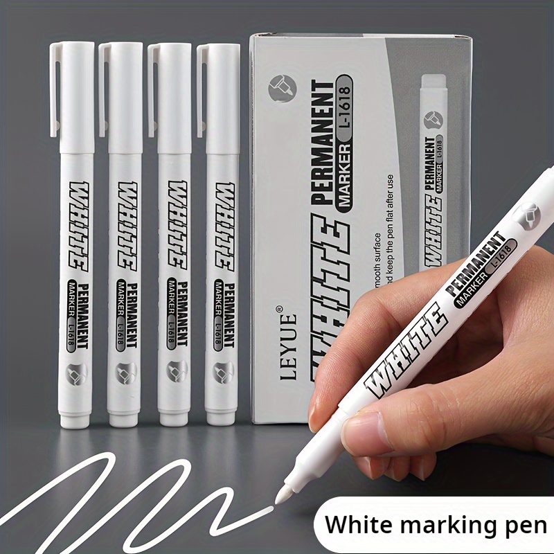 

3-piece White Permanent Markers - Waterproof, Oil-based For Tires, Fabric, Wood & Leather - Ideal For Graffiti Art, School Supplies & Kawaii Stationery