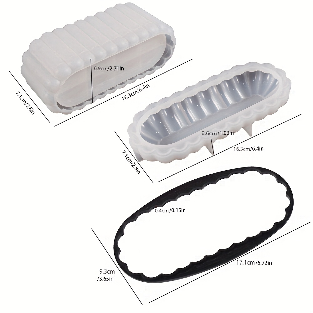 3pcs/set Oval Striped Silicone Molds With Lid, Candle Jar Molds For Resin Plaster Concrete Casting, Silicone Storage Box Mold For Crafts, Home Decoration