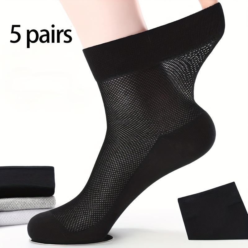 TEMU 5 Pairs Of Women's Mesh Breathable Thin Short Tube Loose And Breathable High Ankle Socks, Comfortable And Fabric, Suitable For Daily Leisure, Entertainment And Sports Wear.