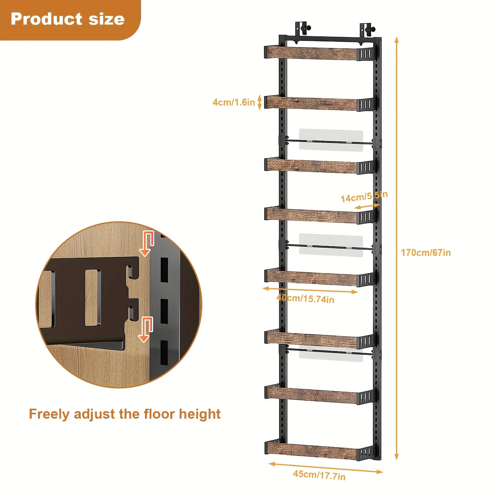 Image of 1 Set Of 8 Layer Carbon Steel Door Storage Rack Without Punching Bedroom Room Door Storage Basket Dormitory Door