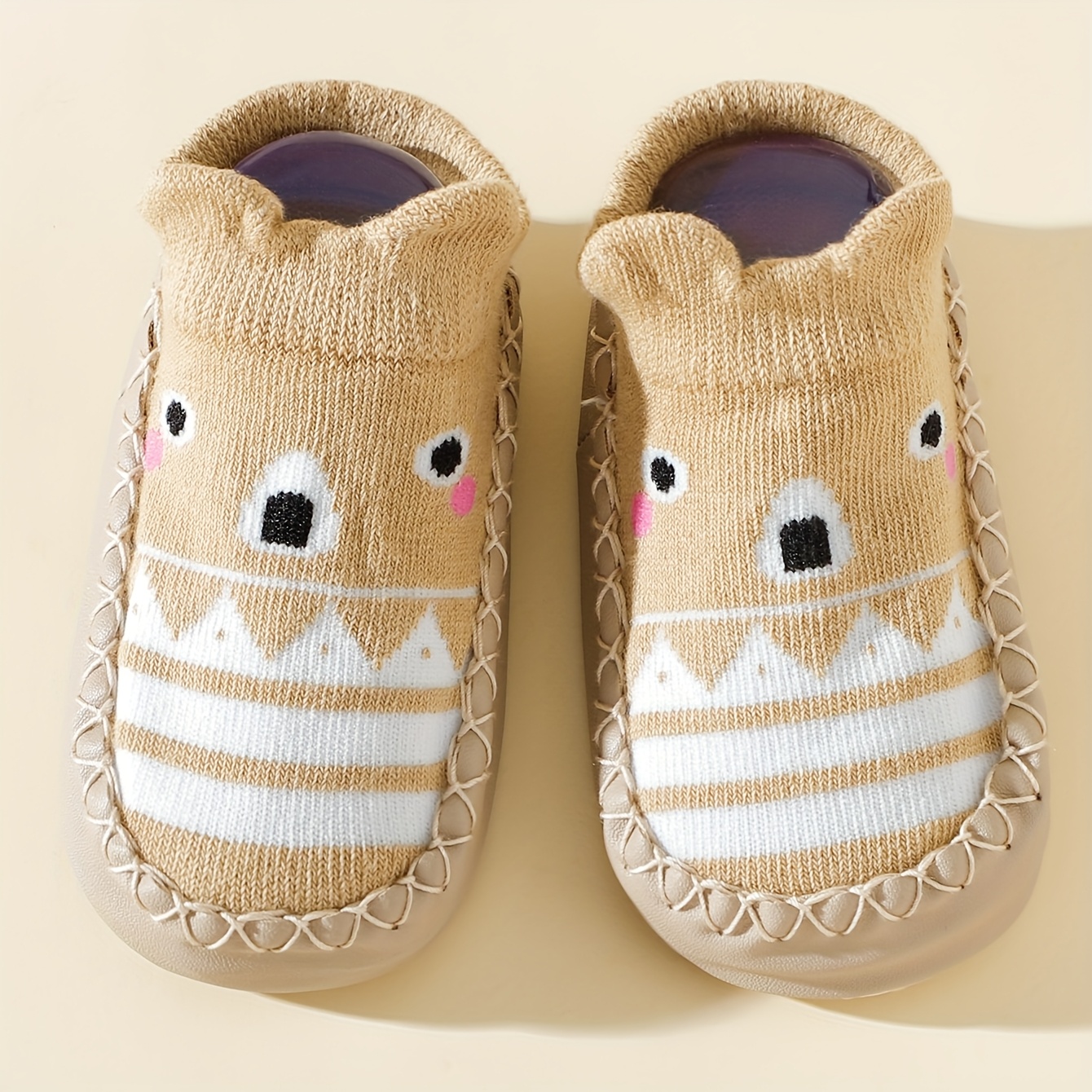 Image of 1 Pair Of Cute Cartoon Anti-slip Dotted Grip Socks For Toddlers, Suitable For Indoor And Outdoor Use