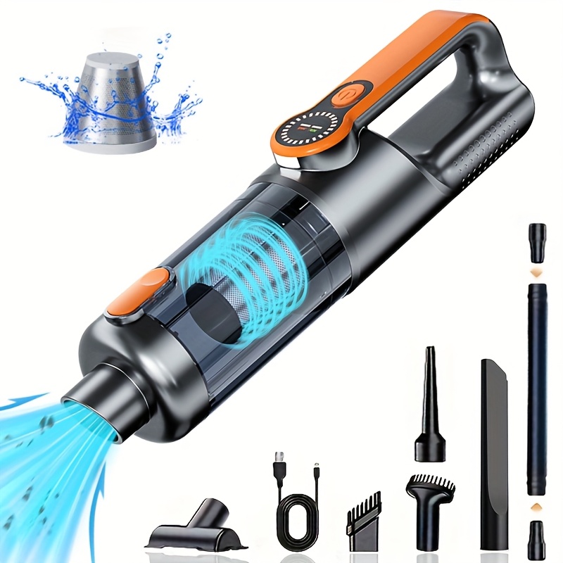 Portable Wireless Handheld Vacuum Cleaner with Strong Suction, USB Rechargeable, One-Click Dust Discharge, Includes Multiple Accessories, Suitable for Cars, Homes, and Offices, Vacuum Cleaner for Home, Office Cleaning, Sleek Design, Durable Construction, Powerful Suction, Car Owners, Home Cleaning, Compact Design, Lightweight Cleaner, Car Owners