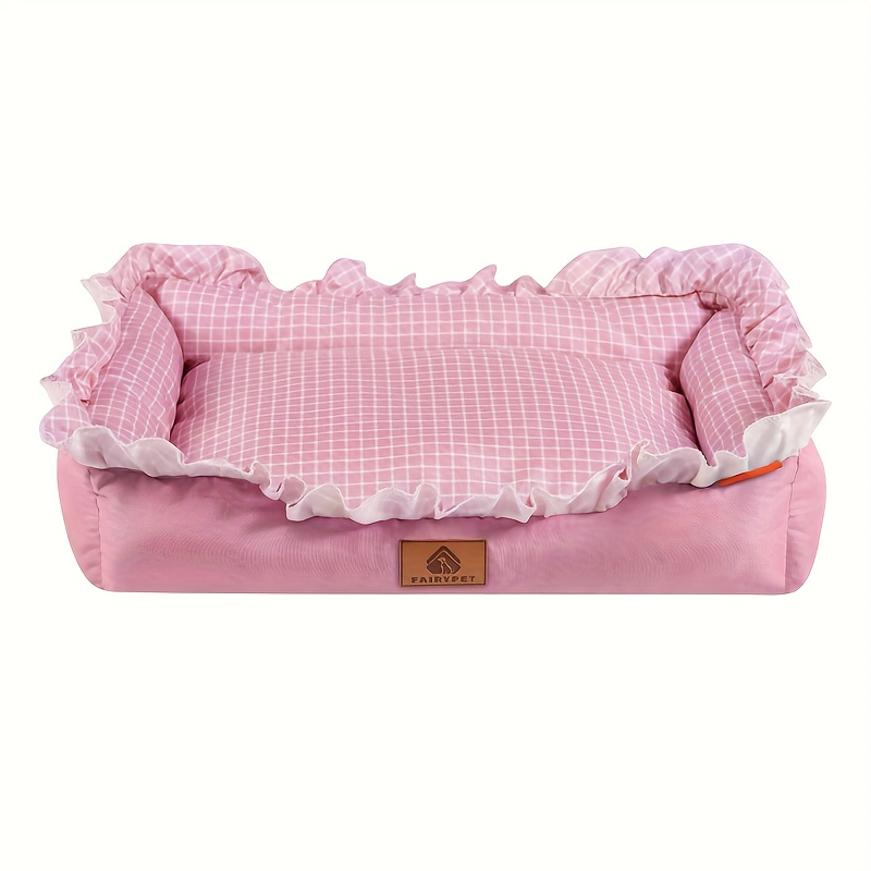 TEMU 1pc Pet House Pet Pad Dog House Cat House For , Small And Fresh Grid Style Suitable For Small Cats And Dogs, Small Pets To Use, Bottom-skid And