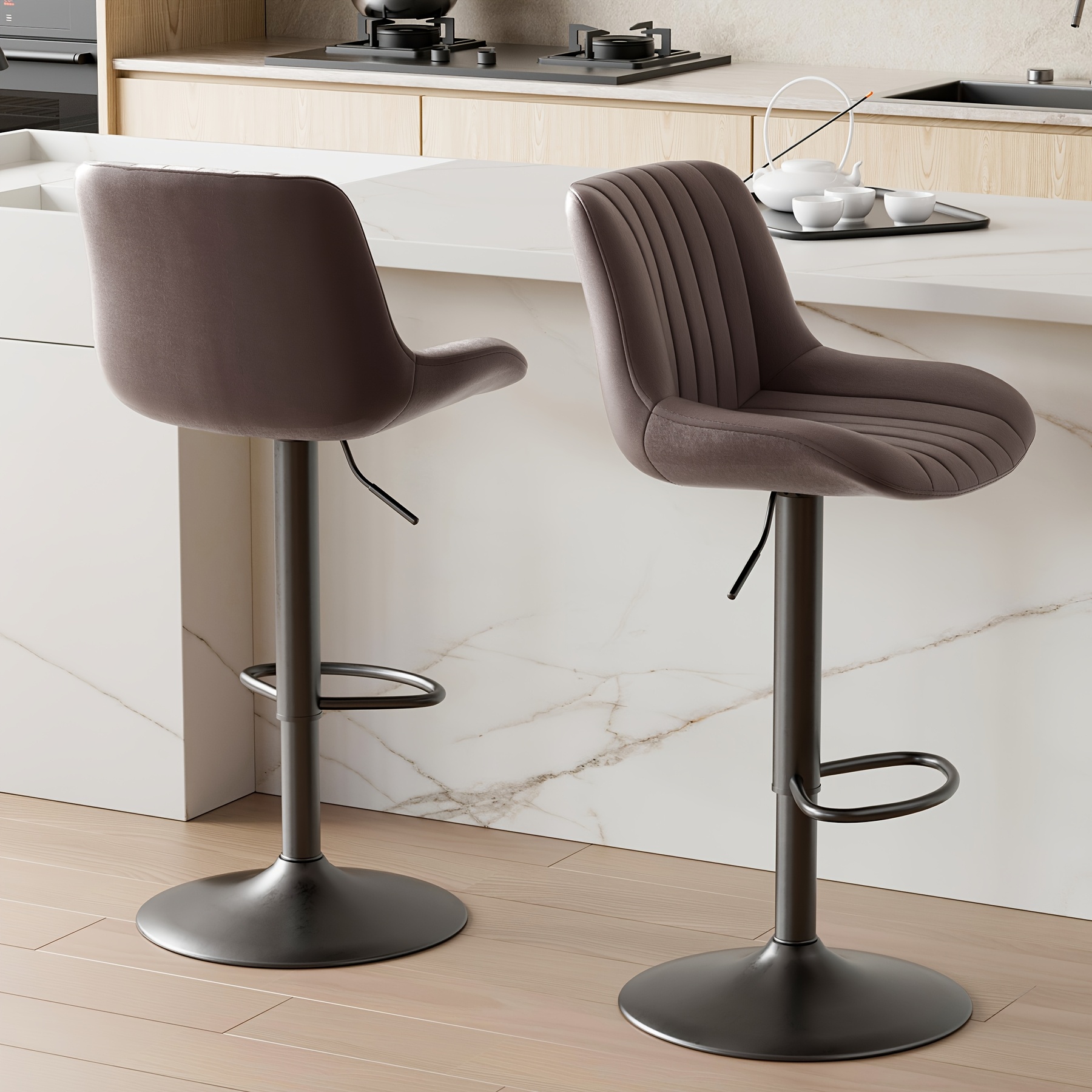 exclusive Counter Height Bar Stools 1/2/3/4 Packs Counter Height Bar Stools, Adjustable Swivel Upholstered Counter Height Barstools with Back And Footrest, Stool Chair for Kitchen Counter Island 5 exclusive Counter Height Bar Stools 1/2/3/4 Packs Counter Height Bar Stools, Adjustable Swivel Upholstered Counter Height Barstools with Back And Footrest, Stool Chair for Kitchen Counter Island - Image 5