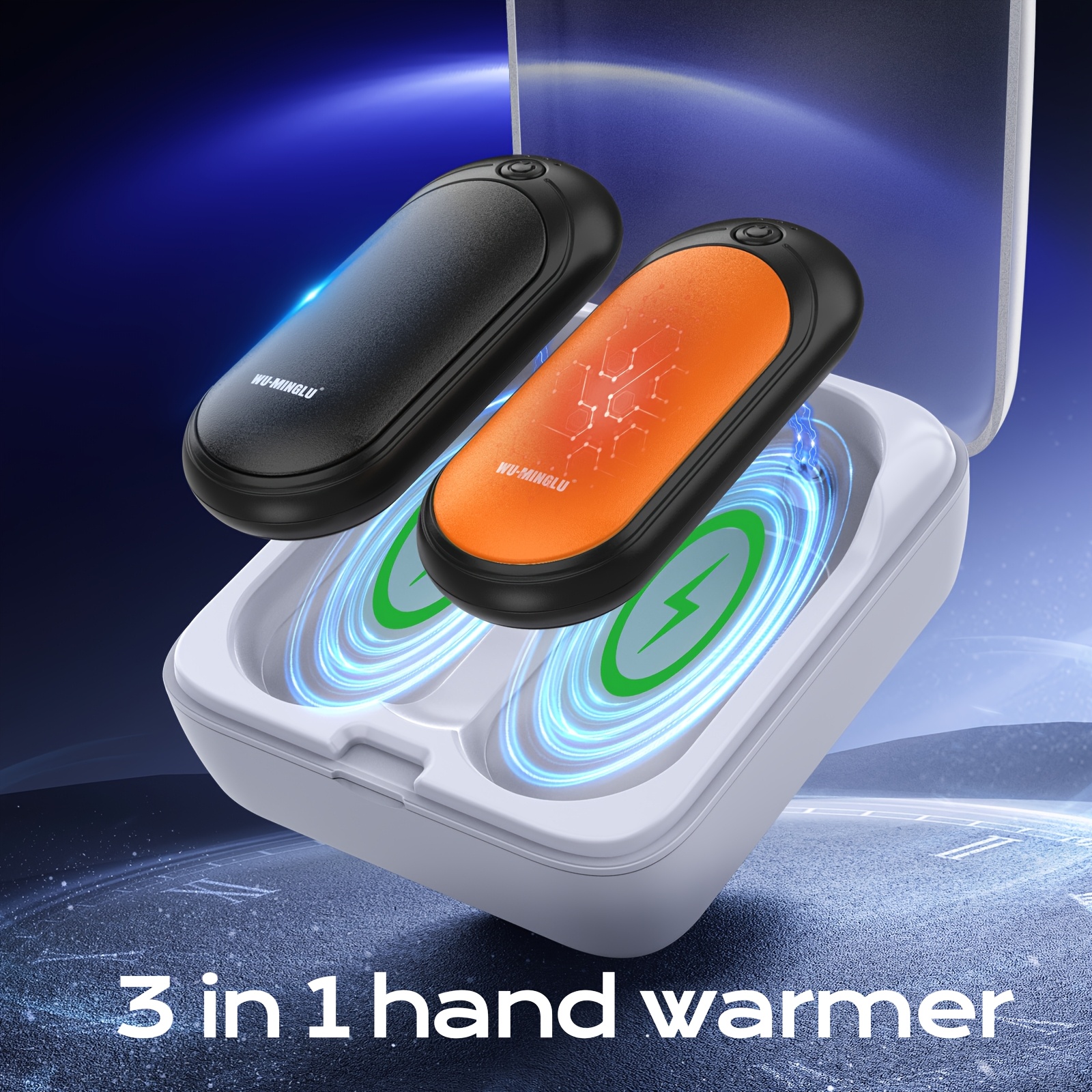 Rechargeable Portable Hand Warmer & Power Bank - 3 Temperature Settings - 4"