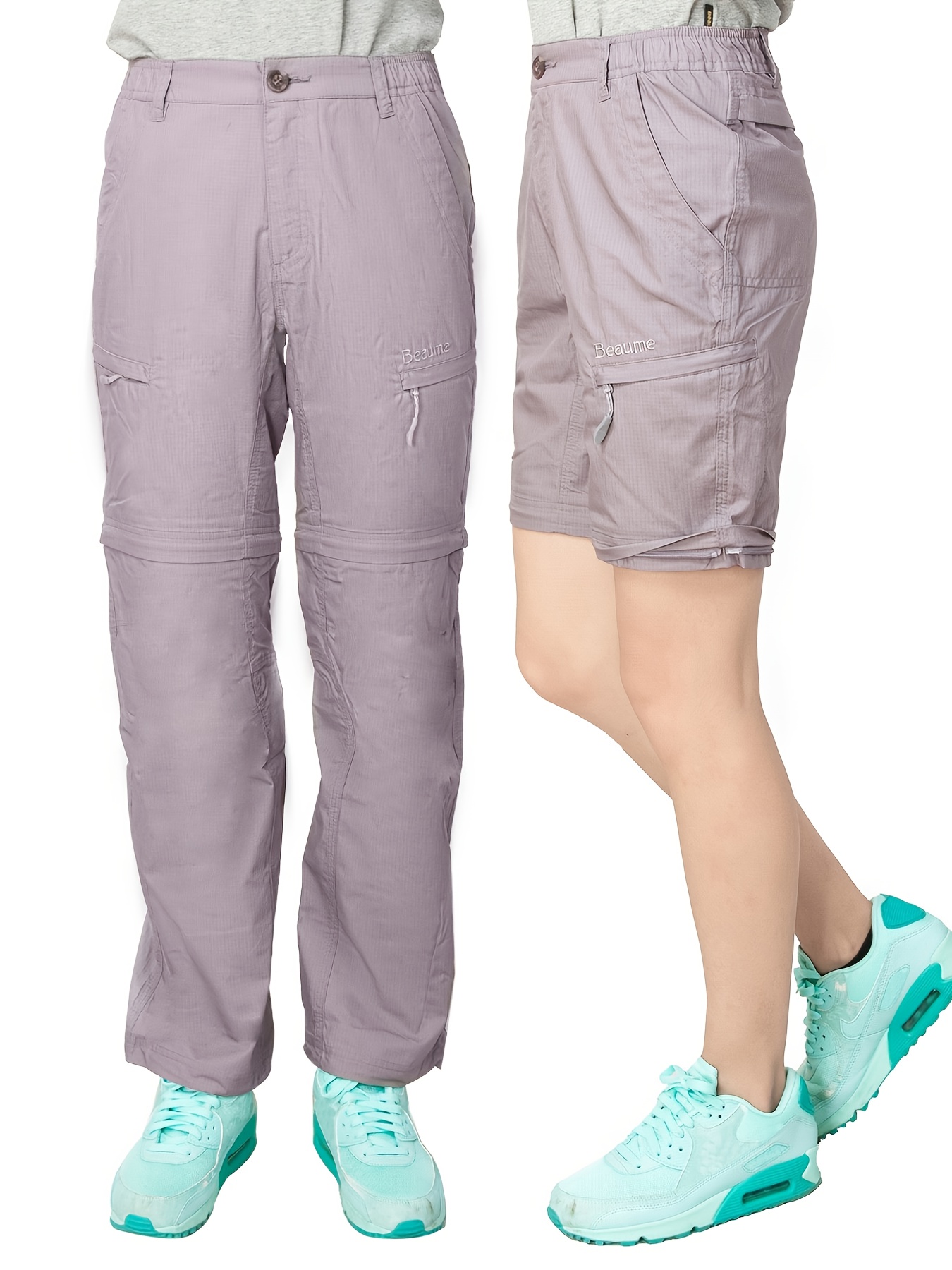 Women S   Pants - Lightweight Non-Stretch Cargo Pants with Multiple Utility Pockets, Loose-Fit Outdoor Pants for Hiking, Travel, Work - Beige (DB50408) - by  , Hiking Trousers, Loose Fit, Breathable Material, Functional Wear, Casual Wearers
