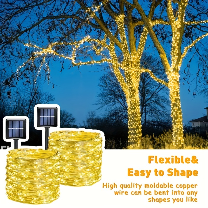 

1 Packs 105 Ft (300led) Solar Outdoor Fairy Lights, Outdoor Solar String Lights, 8 Lighting , Ip65waterproof, Solar Fairy Lights Garden Patio Tree Christmas New Year Party Wedding (warm White/white/)