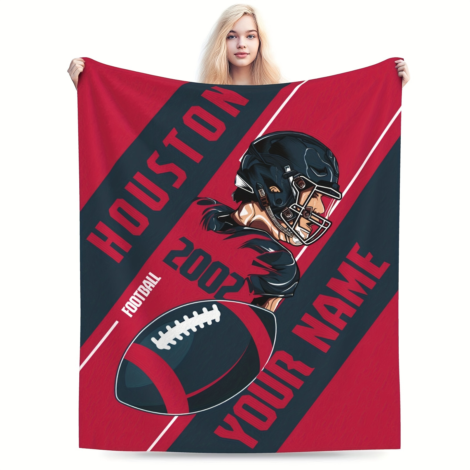 

Personalized Football Fleece Throw Blanket - Custom Name, Soft & Cozy For Couch, Bed, Sofa Decor - Perfect Gift For Sports Fans