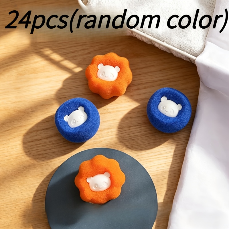 TEMU 24 Pack Pet Hair Cleaning Laundry Balls, Random Colors. Cannot Remove 100 Percent Of Pet Hair. Reusable And Will Not Damage Clothes, Absorbs Cat