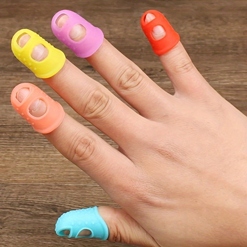 5pcs Breathable Silicone Thimbles - Multicolor, Protective Finger Sleeves for DIY Crafts & Sewing Accessories