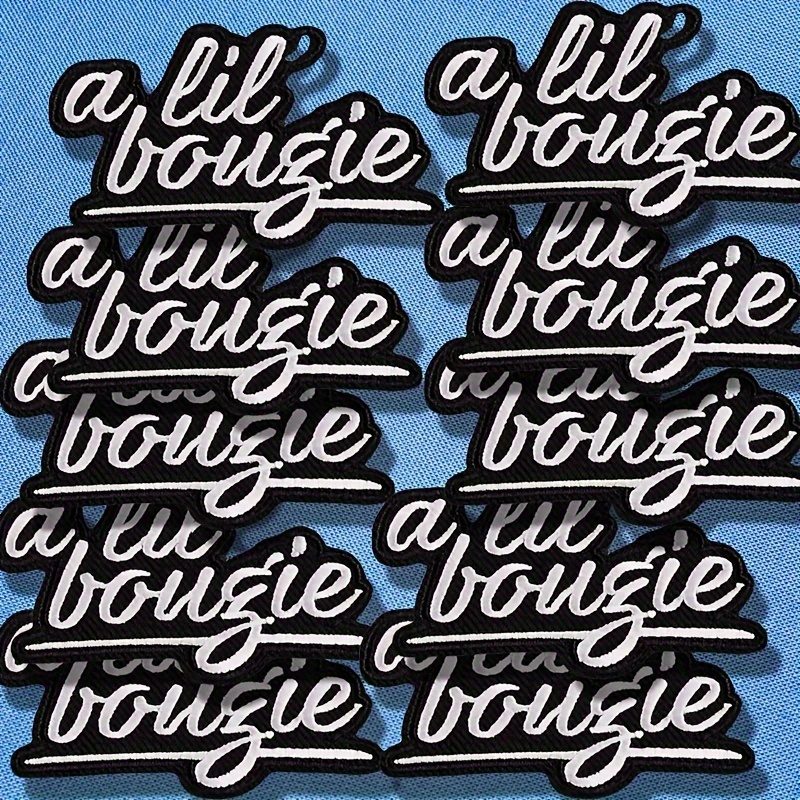 TEMU 12pcs A Lil' Bougie Embroidered Patches, Iron-on Or Sew-on Applique Suitable For Diy Denim Jackets, Jeans, T-shirts, And Backpacks, Diy Fashion