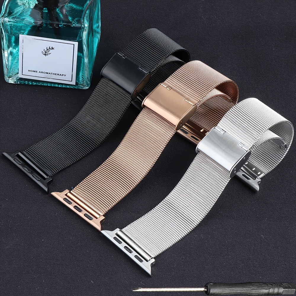 

Bracelet Fin en Acier Inoxydable pour iWatch 49mm 46mm 45mm 44mm 42mm 38mm 40mm 41mm pour Femmes et Hommes, Bracelet pour iWatch Series SE 10 6 5 4 3