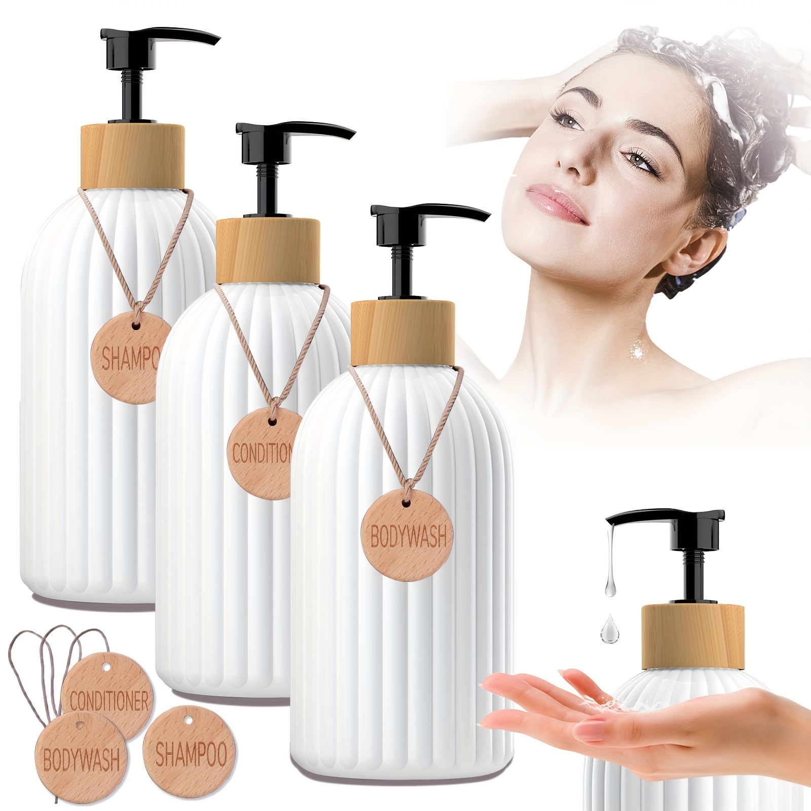 Ensemble De 3 Distributeurs De Savon Muraux, Sans Perçage, Pour Shampoing, Gel Douche, Après