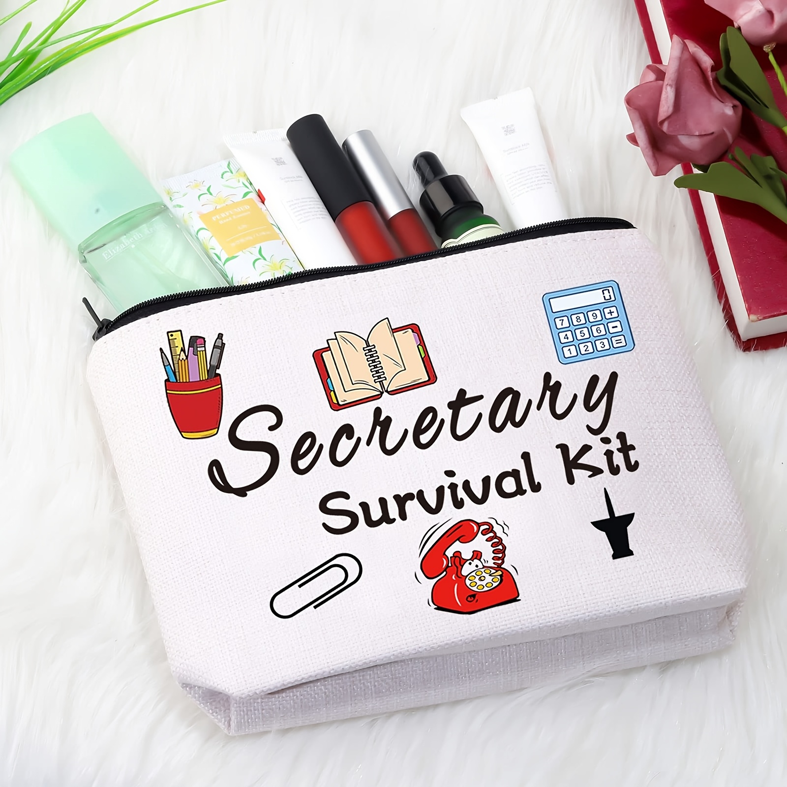 secretary survival kit toiletry bag appreciation makeup organizer for office workers practical gift for women birthday christmas graduation surprise travel cosmetic pouch for secretaries
