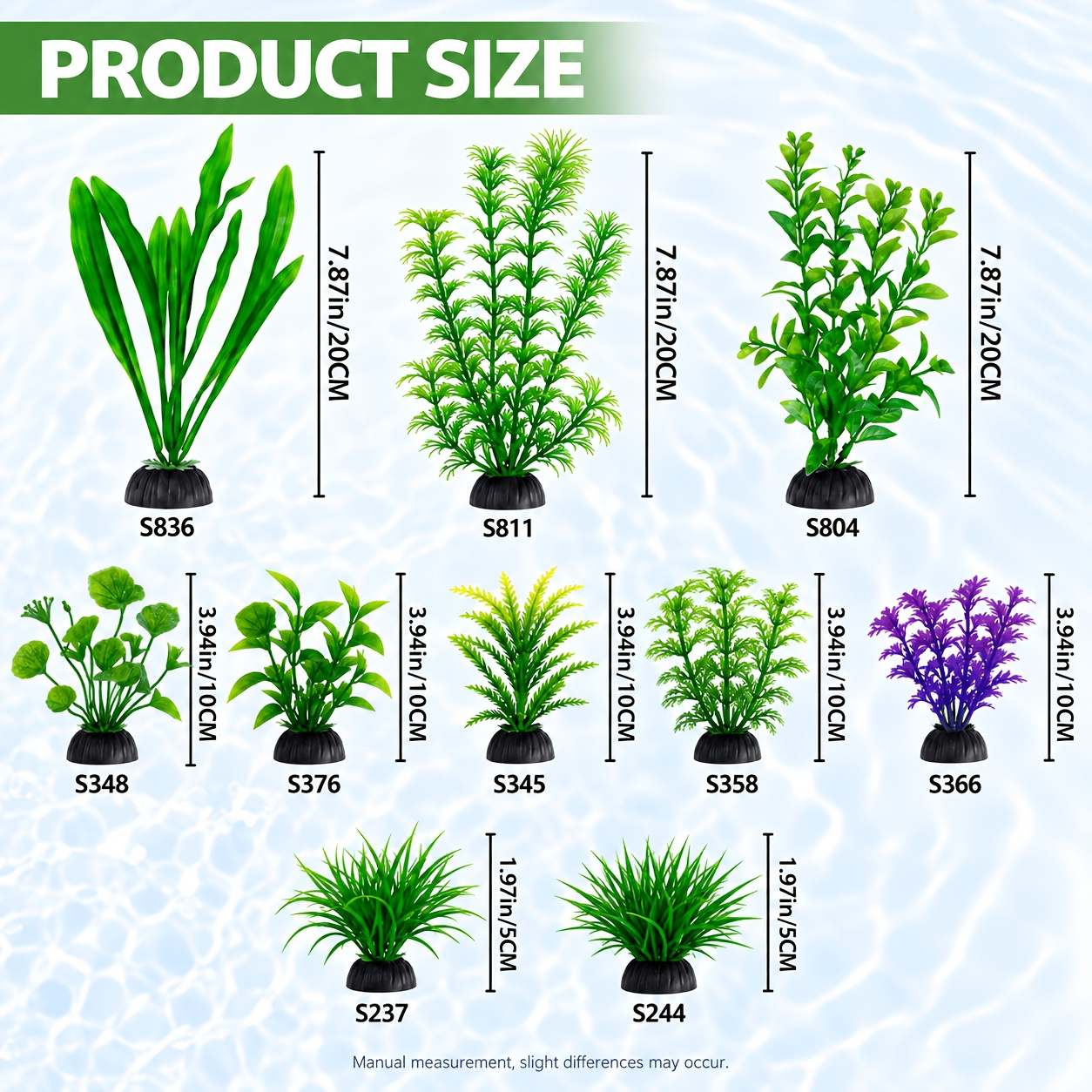 TEMU Lot de 10 plantes artificielles pour aquarium, décorations naturelles pour bac à poissons, plantes aquatiques en plastique, ornement de paysage