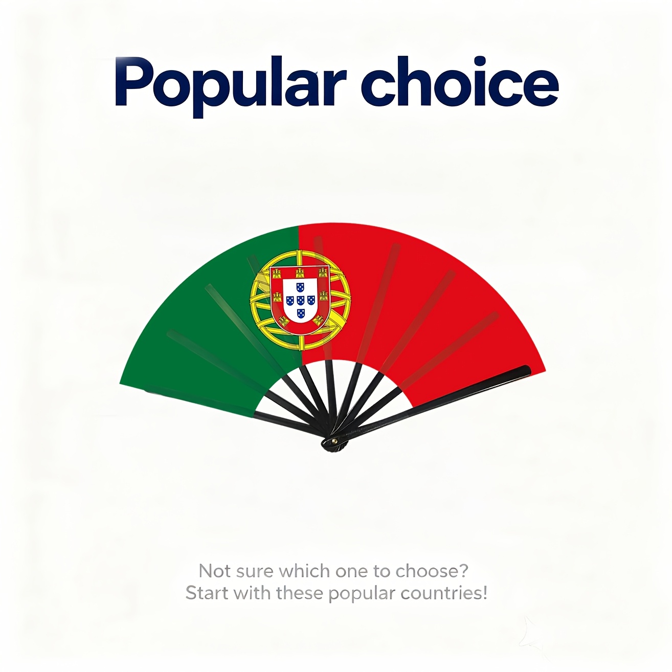TEMU Éventail 1 pièce 22 cm Drapeau du Portugal | Éventail pliant décoratif vertical avec écu national | Âge des