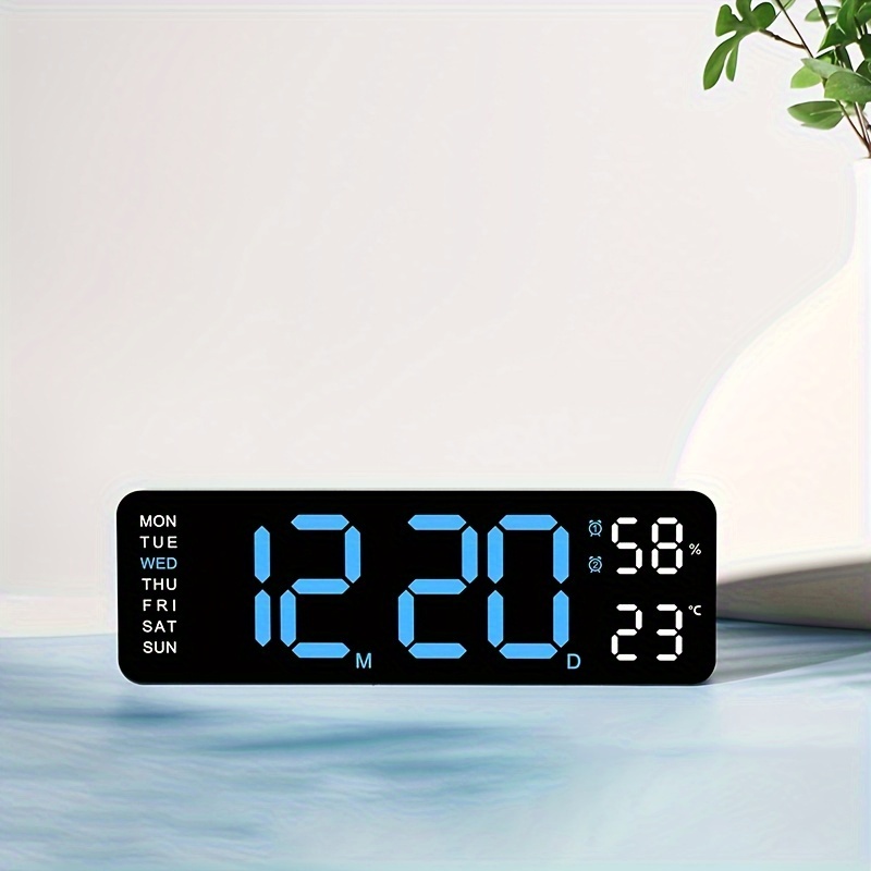 

9-inch Usb Digital Wall Clock With Temperature & Humidity Display, Dual Alarms, Auto Dimmable Brightness, Snooze Function - Plug-in Led Table Clock For Home Decor