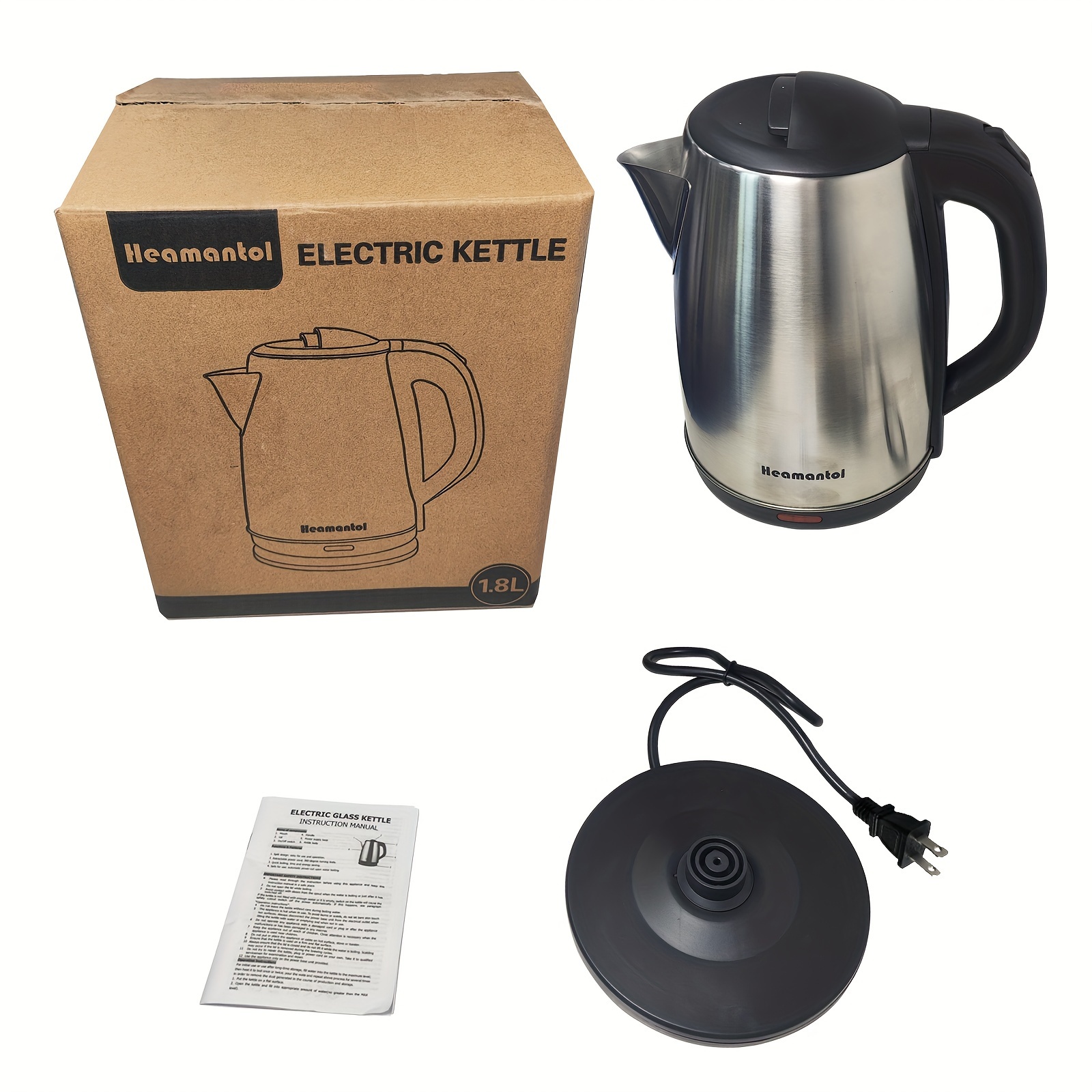 TEMU Electric Kettle, 1.8l Hot Water Boiler, Hot Water Kettle With Auto Shut-off&boil-, Stainless Steel Interior Electric Tea Kettle Pot, Teapot