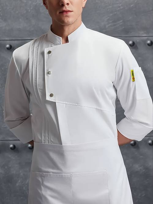 1pc unisex chef jacket elegant m with button side pockets non stretch fabric regular fit ideal for kitchen baking restaurant work attire stylish chef jacket durable