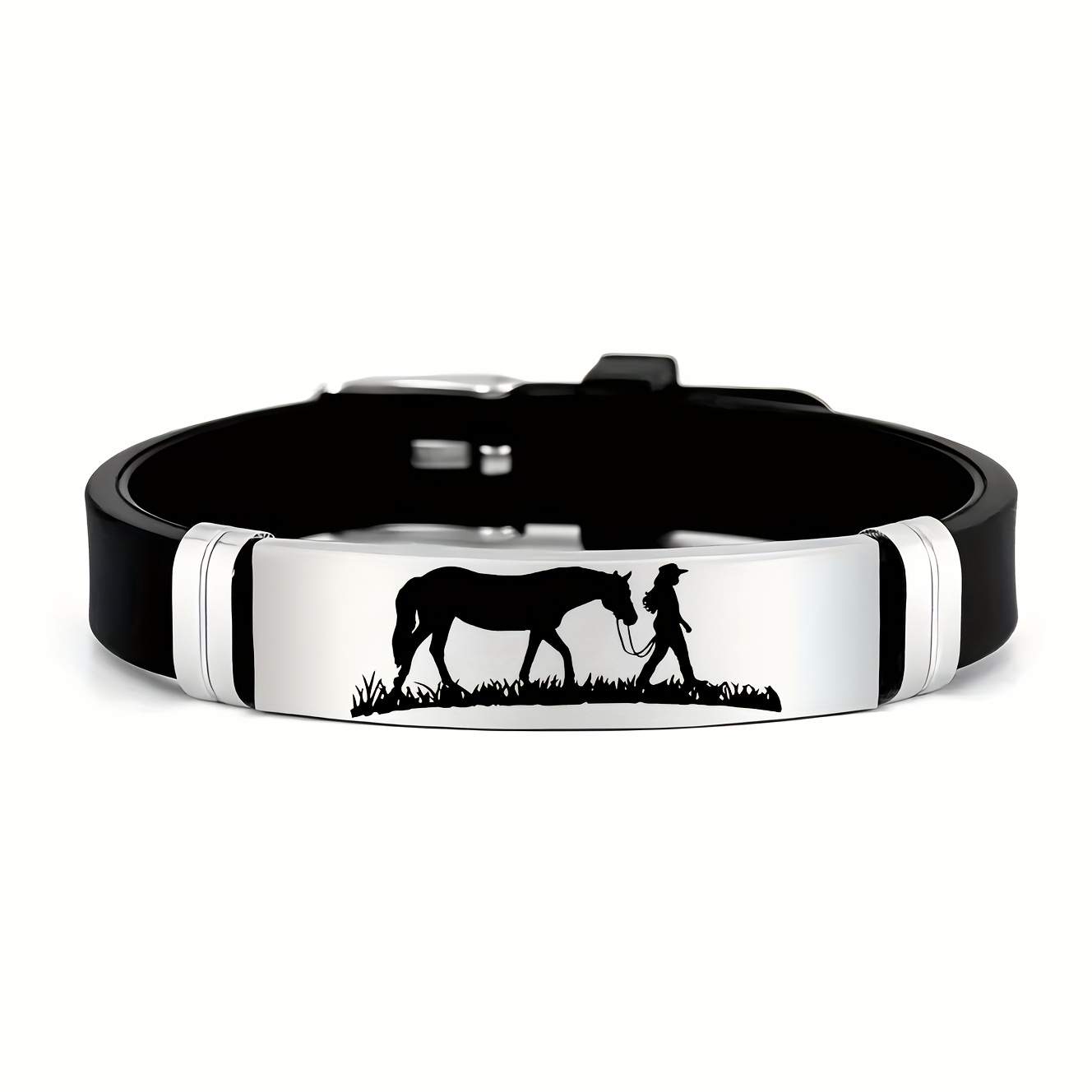 E-shop Stilvolles "Cowgirl" Armband, Cowboy-Accessoire aus 202 Edelstahl Silikon – Perfektes Geschenk für Freundin oder Mutter an Feiertagen &