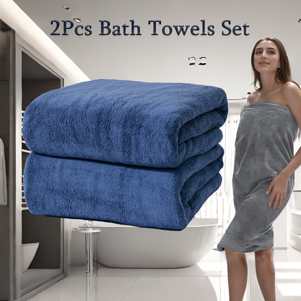 

Microfiber Bath Towel Set, 2pcs - Quick Dry, Absorbent & Comfortable, Large Size (34.6x67in), Options, Shower, Fitness & Bathroom Wearable Bath Towel