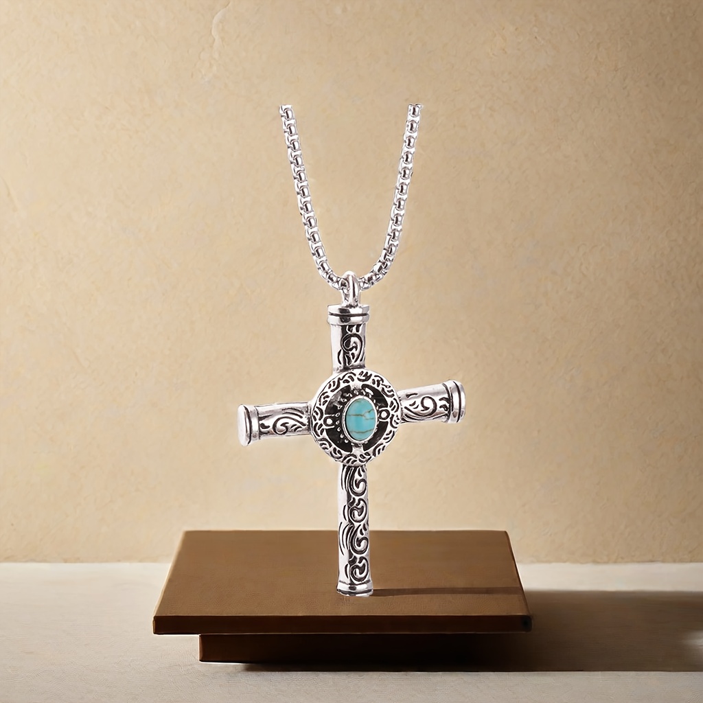 retro cross pendant necklace jewelry for men and women details 0