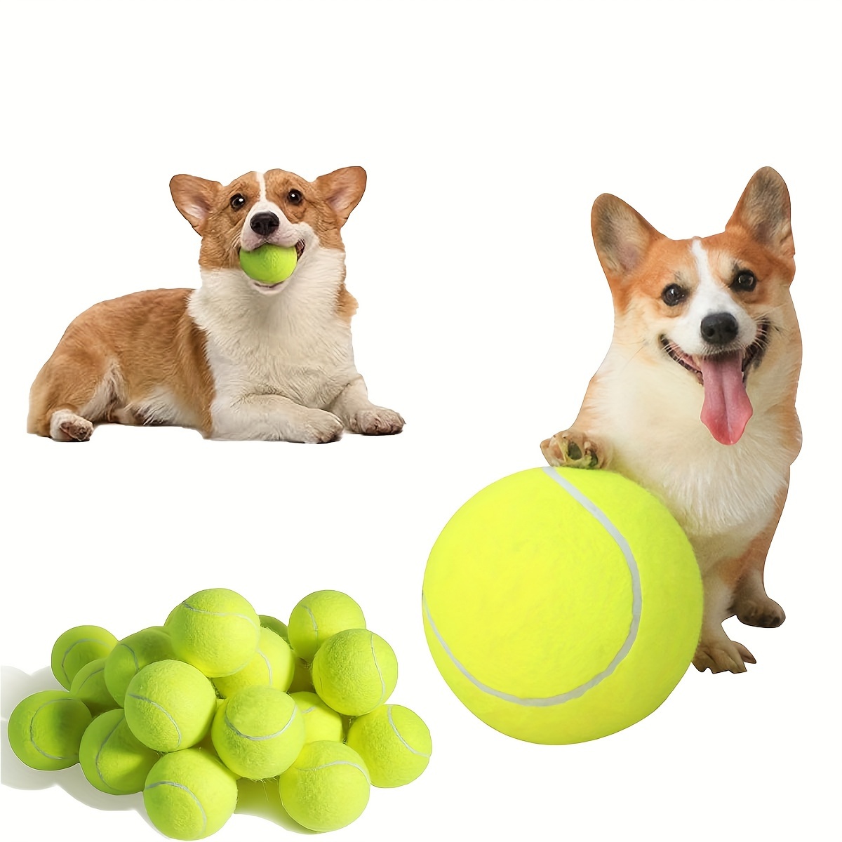 

Jouet Gonflable pour Animaux de Compagnie Tennis 7cm/18cm/24cm Balle en Caoutchouc d'Entraînement Élastique Dix Plus Fourrure de Corgi