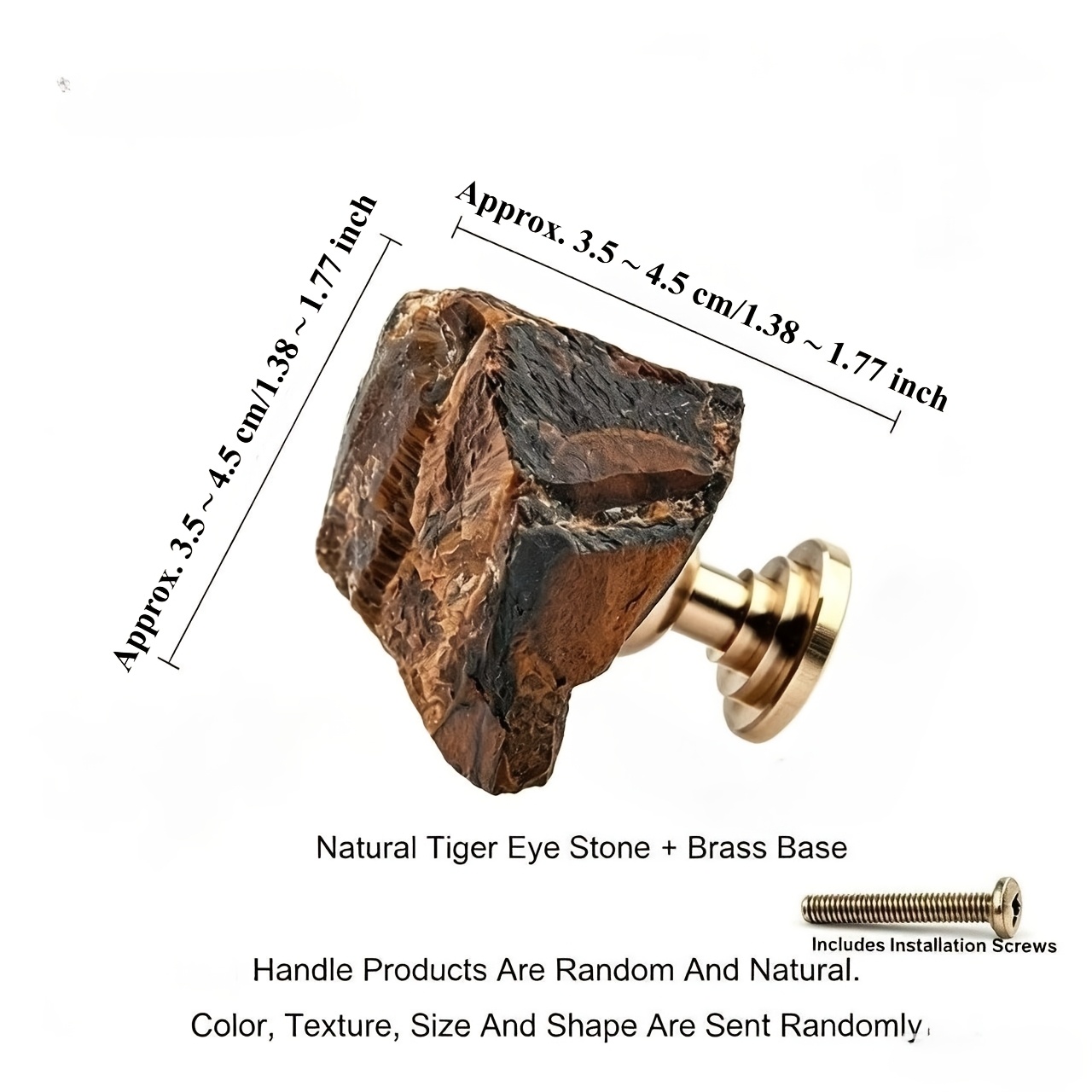 TEMU 1pc Naturelle Œil de Tigre Poignée à Trous Unique, Quincaillerie de Meubles de Style Européen de Luxe Léger, Boutons de Porte d'Armoire de