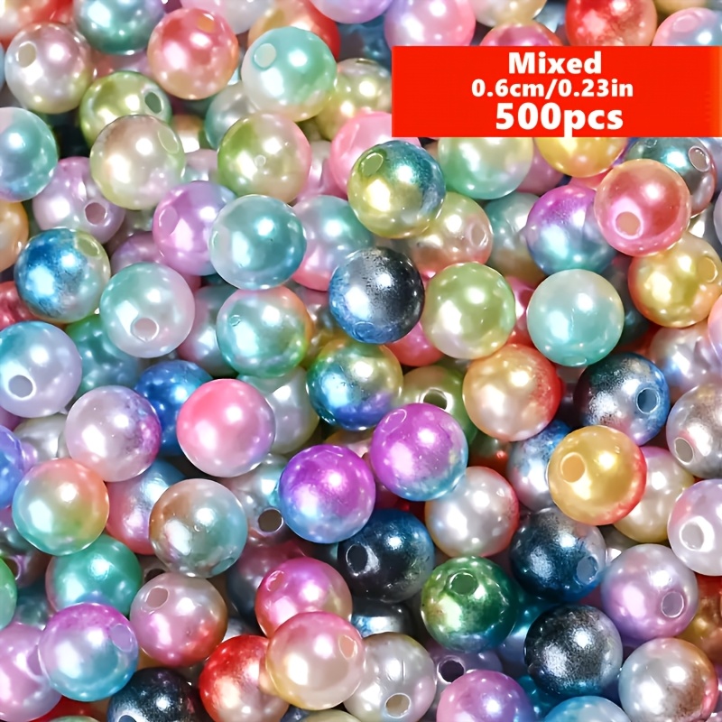 TEMU Lot de 100/500/1000 perles de 6 mm de haute qualité, mélangées, bicolores, dégradées, perles acryliques à espacement libre, pour et bracelets ,