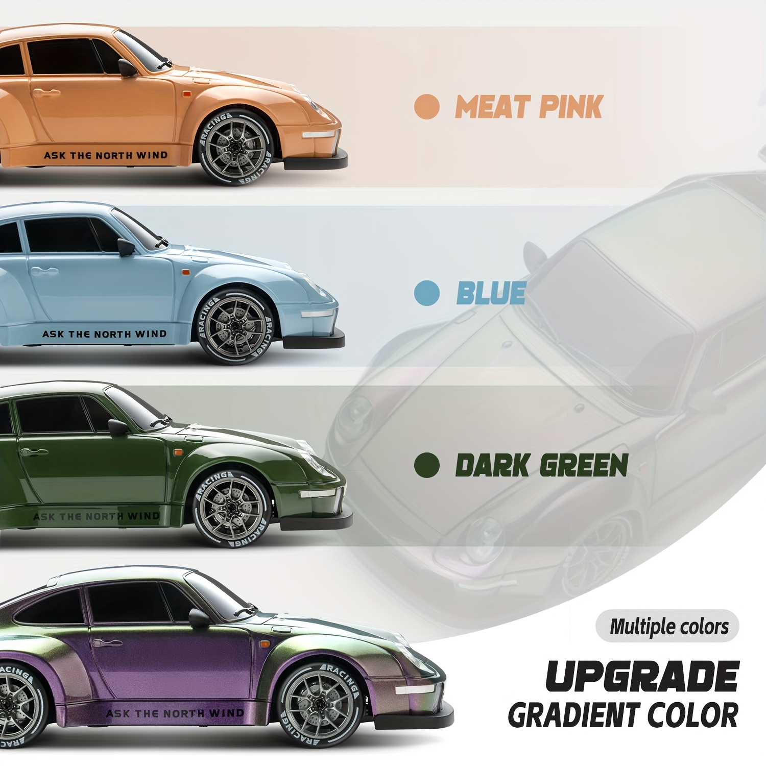 1:24RC Drift Car, Four-color for PORSCHE Car, 20km/h High-speed Rc Car, 4WD RemoteControl Car with Tire Roadblocks And LED Lights Batteries Suitable for Children Over 8 Years Old Birthday, Holiday Gifts