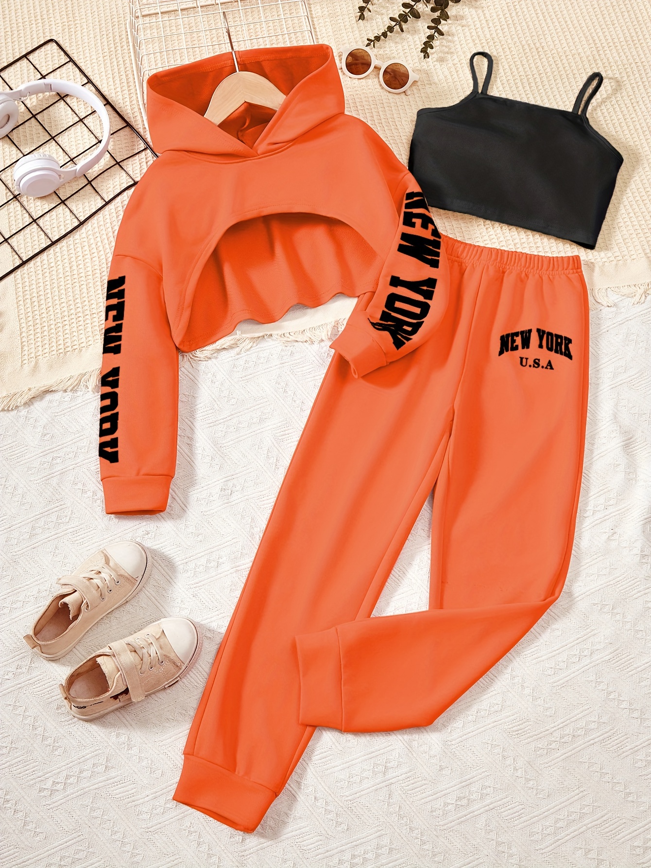 Set - Shorts and Crop Cami 2024 Top, Joggers and Hoodie