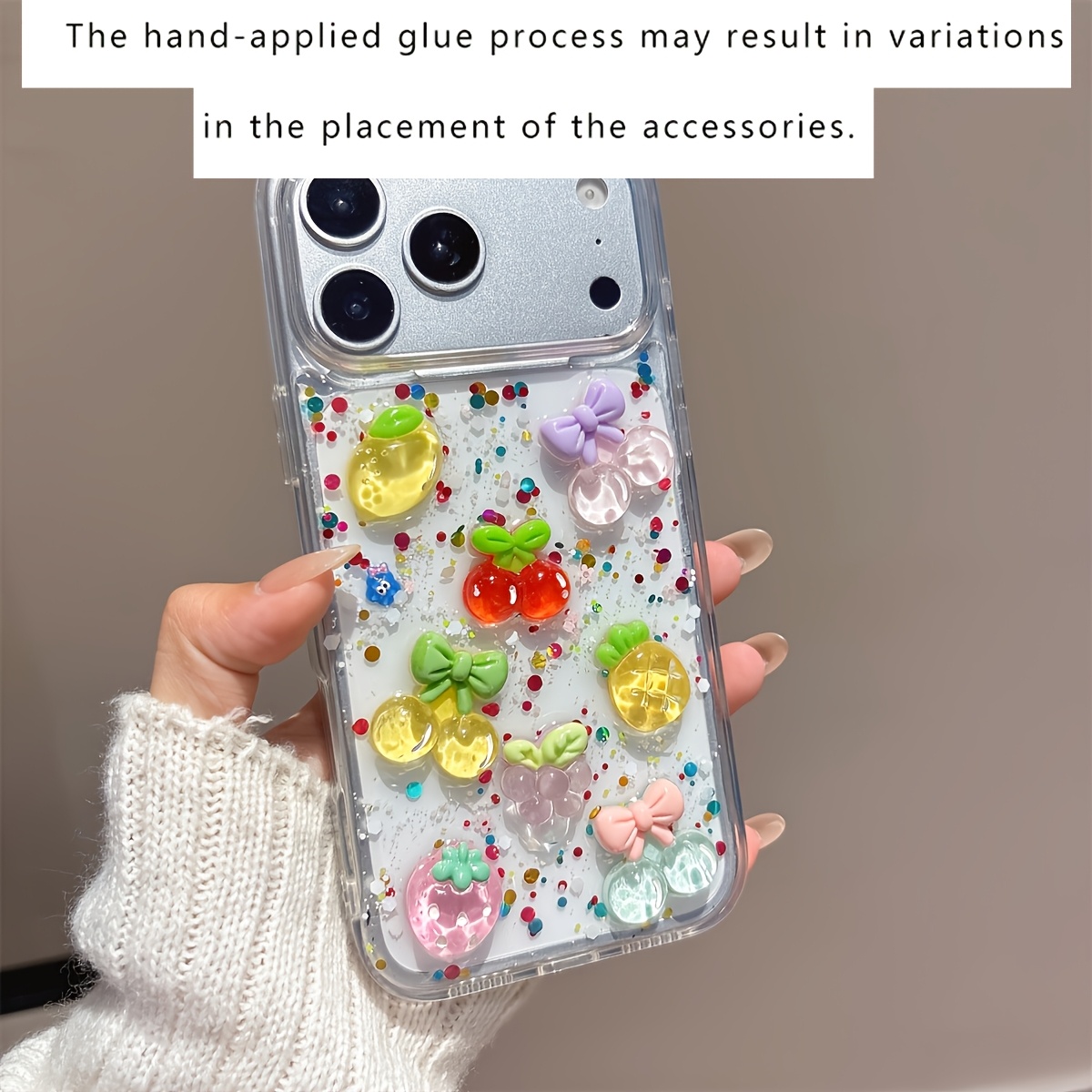 Phone Case: Y2k Summer 3d Cute Cartoon Fruits Colorful Sequins Phone Case For Iphone 17 Pro Max 17 Pro 17 16 Pro 15 Pro Max 15 Pro 14 Pro Max 14
