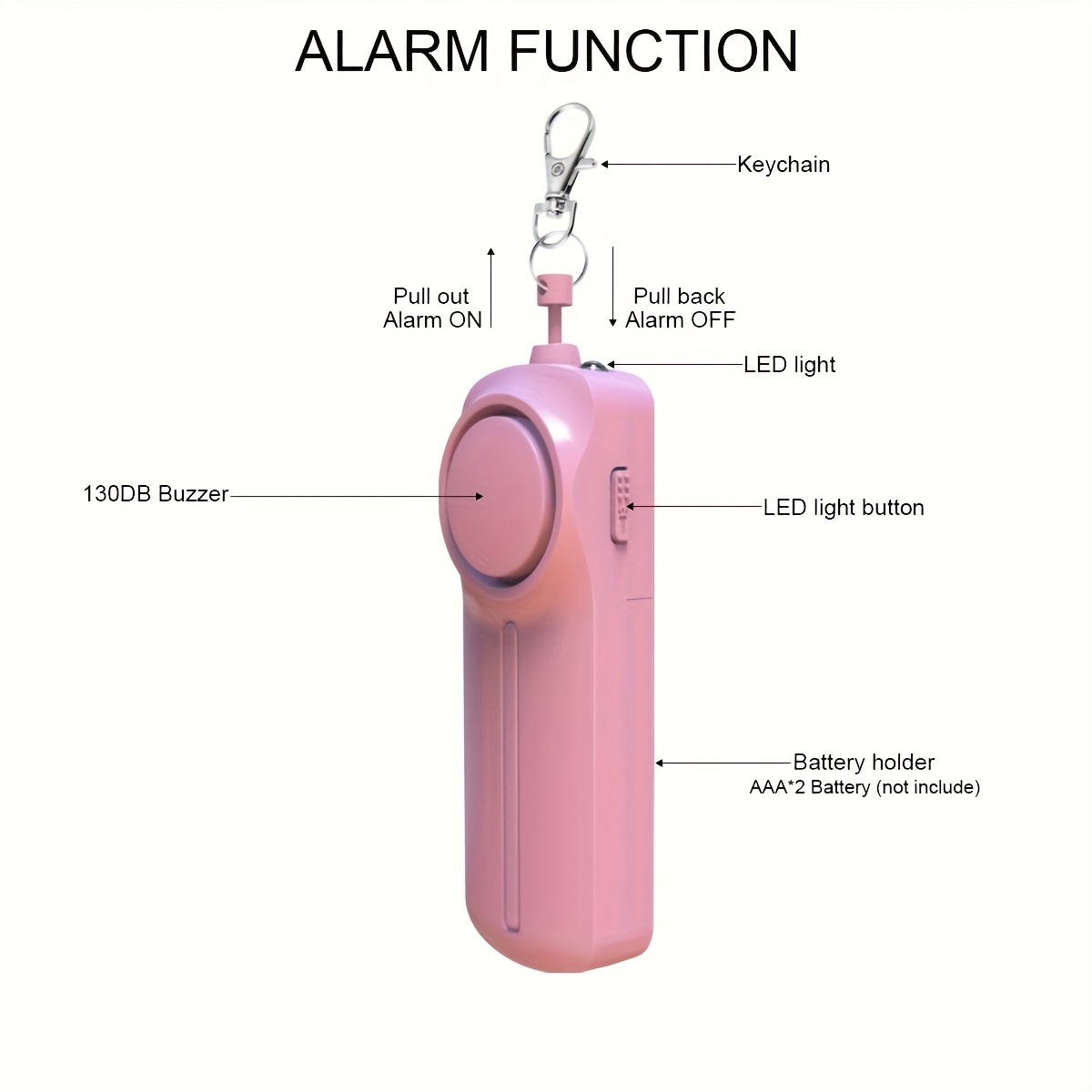1pc 130db safety sound personal alarm personal safety alarm keychain personal alarm for women men elderly emergency safety alarm Product details 0