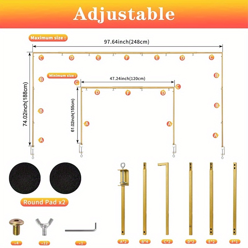 TEMU Tabletop Rectangular Background Bracket With Snap Design - / & Operate, Sturdy Support System For Balloons, Flower Decor, Party Wedding Photo