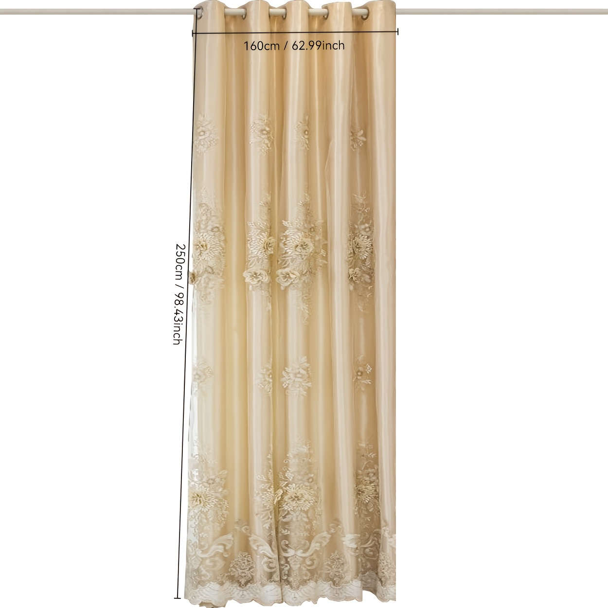 1pc (high-end Embroidered Double-layer Finished Curtain) Shading Curtain Is Suitable For French, American, Chinese, New Chinese And European Style Living Room, Bedroom, Balcony And Home Office.