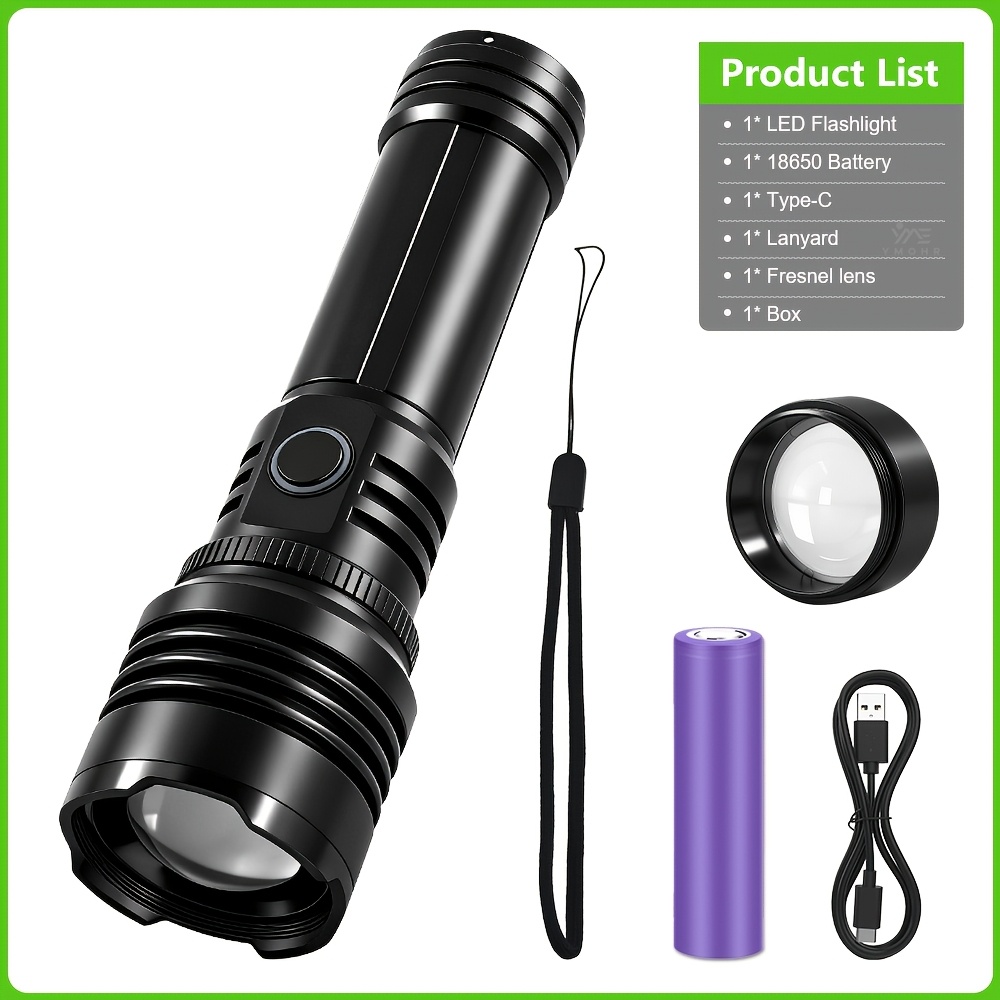 Multi-Functional Camping Flashlight with Fresnel Lens Ignition