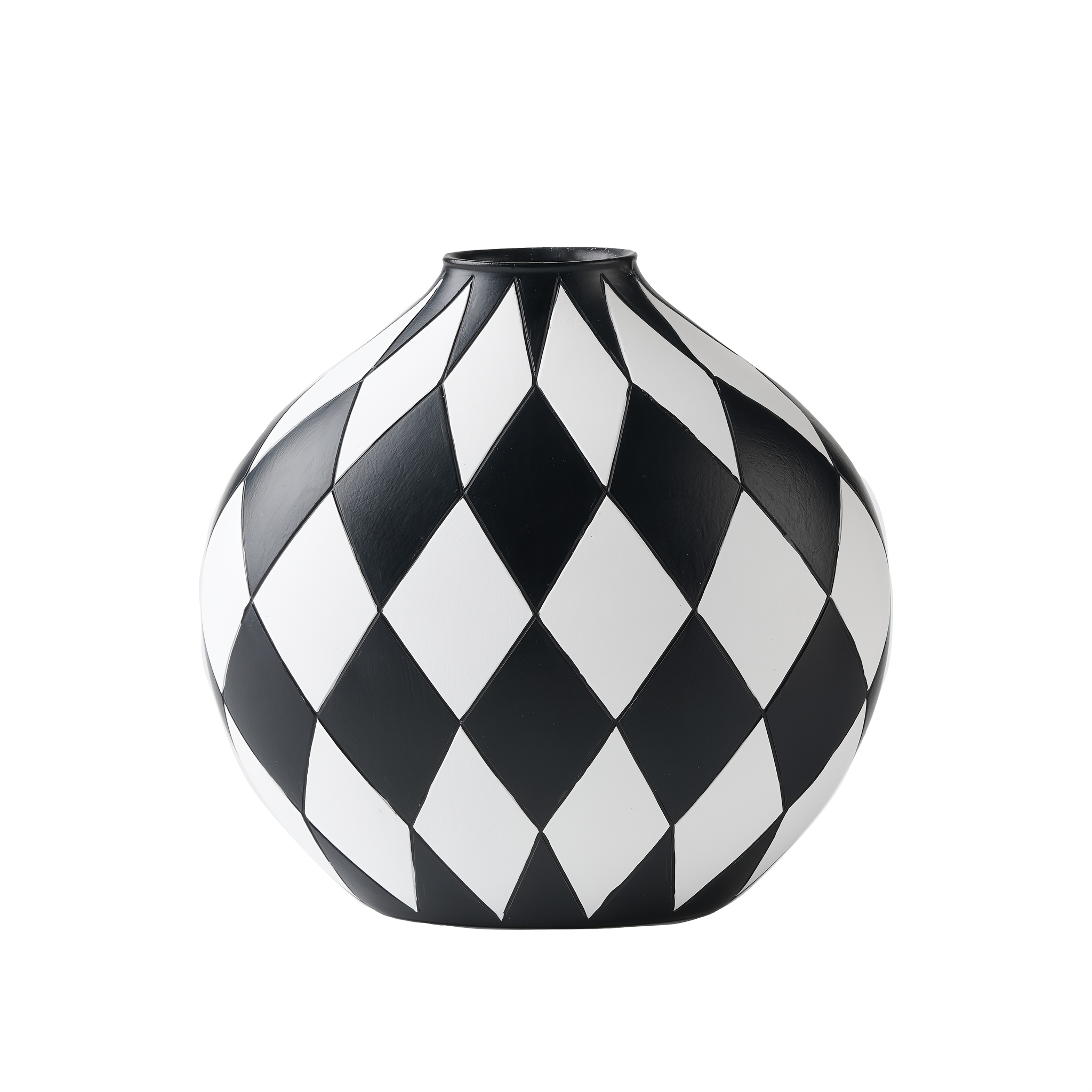 TEMU Modern Checkerboard Resin Vase - Oval Minimalist Abstract Home Decor For Living Room, Bedroom, Kitchen - Hand Wash Only, Pvc-free Contemporary Decorative Centerpiece, Living Room Decor