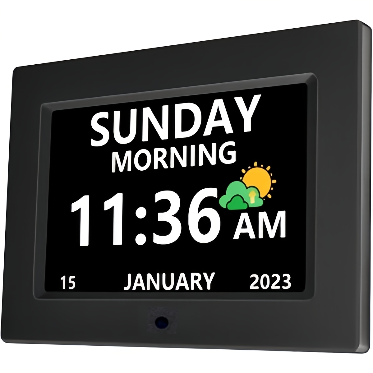 TEMU Digital Calendar Day Alarm Clock, Auto Dimmable And Sun Moon Icons, 12 Alarm Options & 18languages, Large Digital Wall Clock, Gifts For