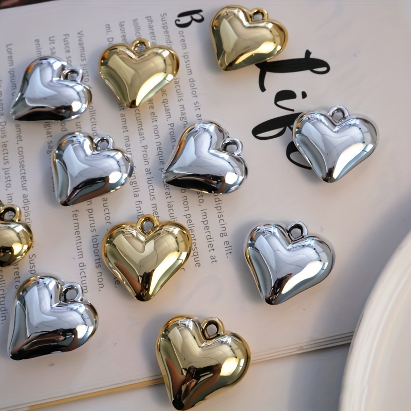 

5pcs Of Electroplated Laser Large Heart Pendants, Acrylic Diy Pendants, Plastic Keychain Accessories, Suitable Gifts For