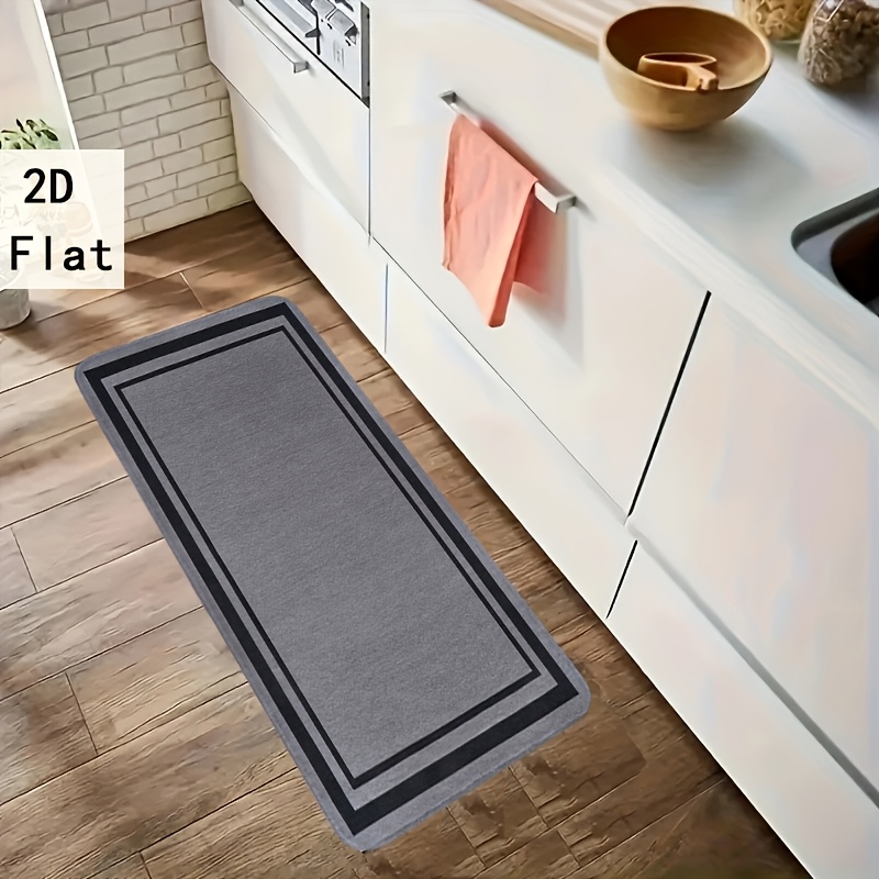 TEMU 1.1cm Thick Kitchen Mat, Grey Patterned Corridor Balcony Polyester Mat Suitable For Kitchen, Living Room, Porch, Balcony And Home Decoration
