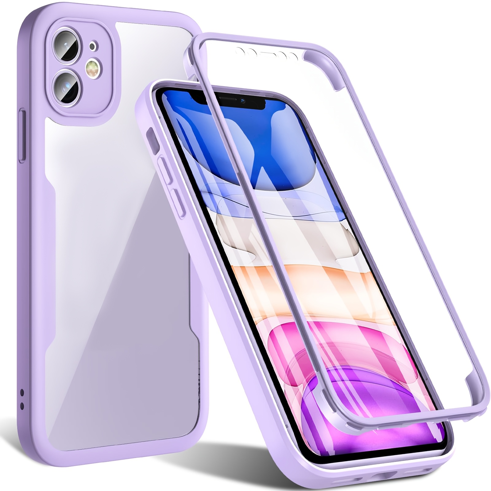 

360 Full Body Protective Case For 15 14 11 Xs Max Xr Xs 7 8 Plus With Built-in Screen Protector, Slim Full Body Rugged Soft Tpu Bumper Protective Phone Cover